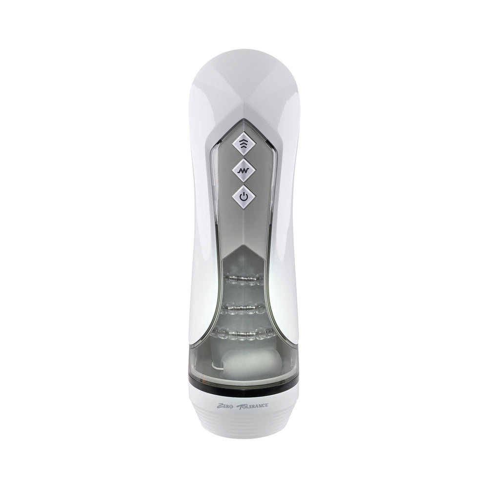 Zero Tolerance Stroking Buddy Rechargeable Vibrating Stroker White - Fantasies Boutique