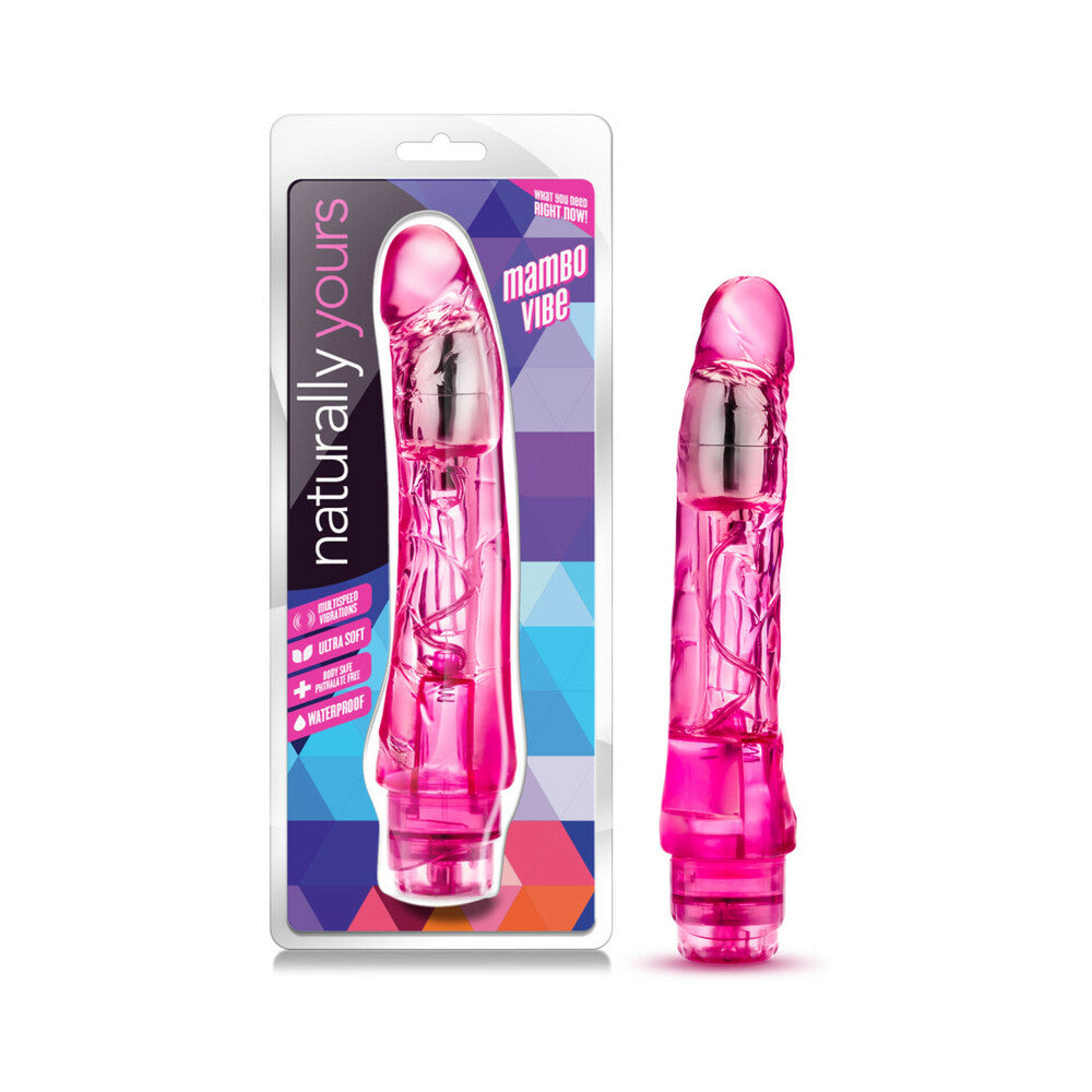 Naturally Yours Mambo Vibe Realistic 9 in. Vibrating Dildo Pink - Fantasies Boutique