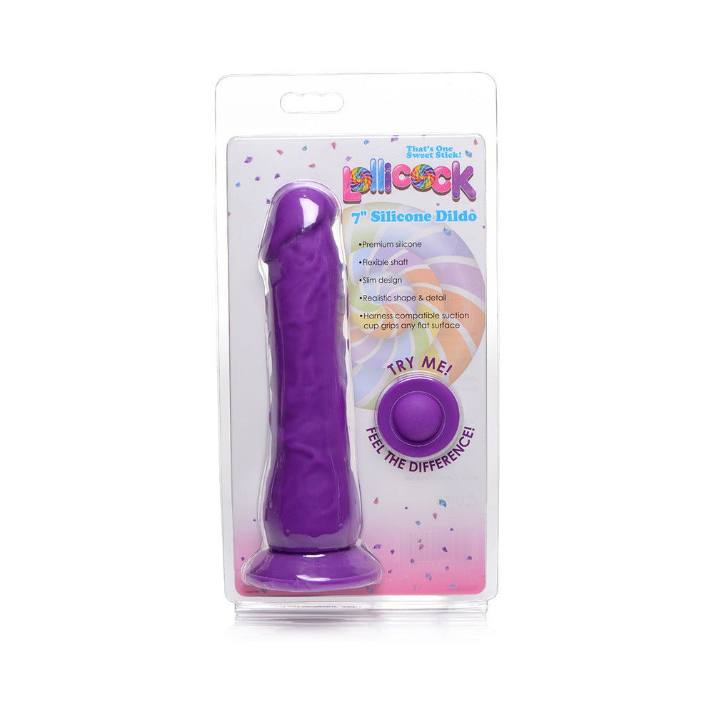Curve Toys Lollicock 7 in. Silicone Dildo with Suction Cup Grape - Fantasies Boutique
