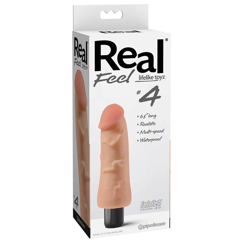 Real Feel Lifelike Toyz No. 4 Realistic 6.5 in. Vibrating Dildo Beige - Fantasies Boutique