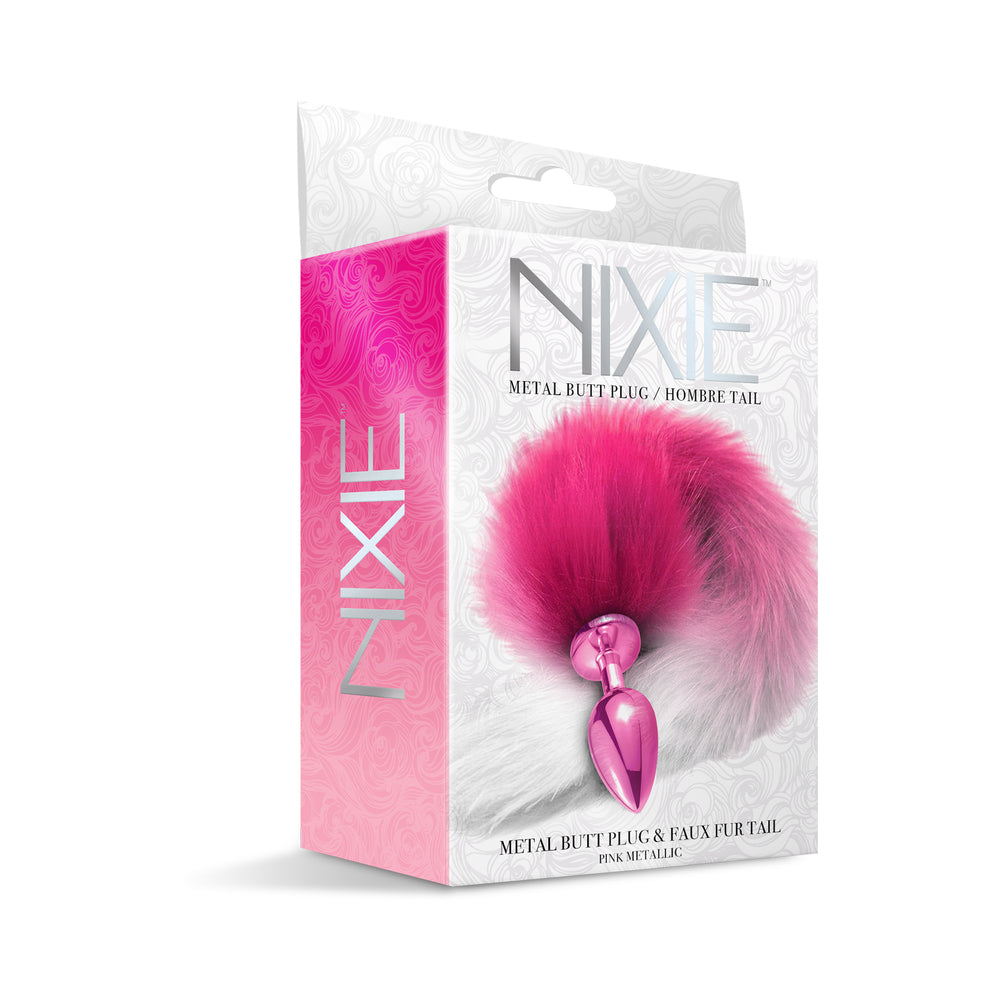 Nixie Metal Butt Plug With Ombre Tail Pink Metallic - Fantasies Boutique