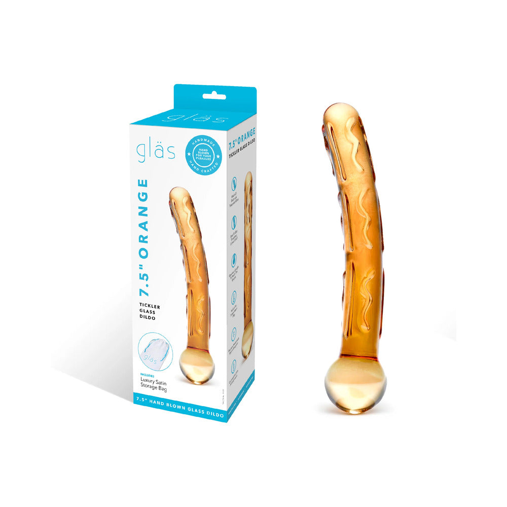 Glas 7.5 in. Orange Tickler Glass Dildo - Fantasies Boutique