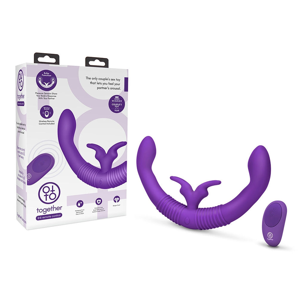 Together Couples Toy Remote-Controlled Dual Ended Rabbit Vibrator Purple - Fantasies Boutique