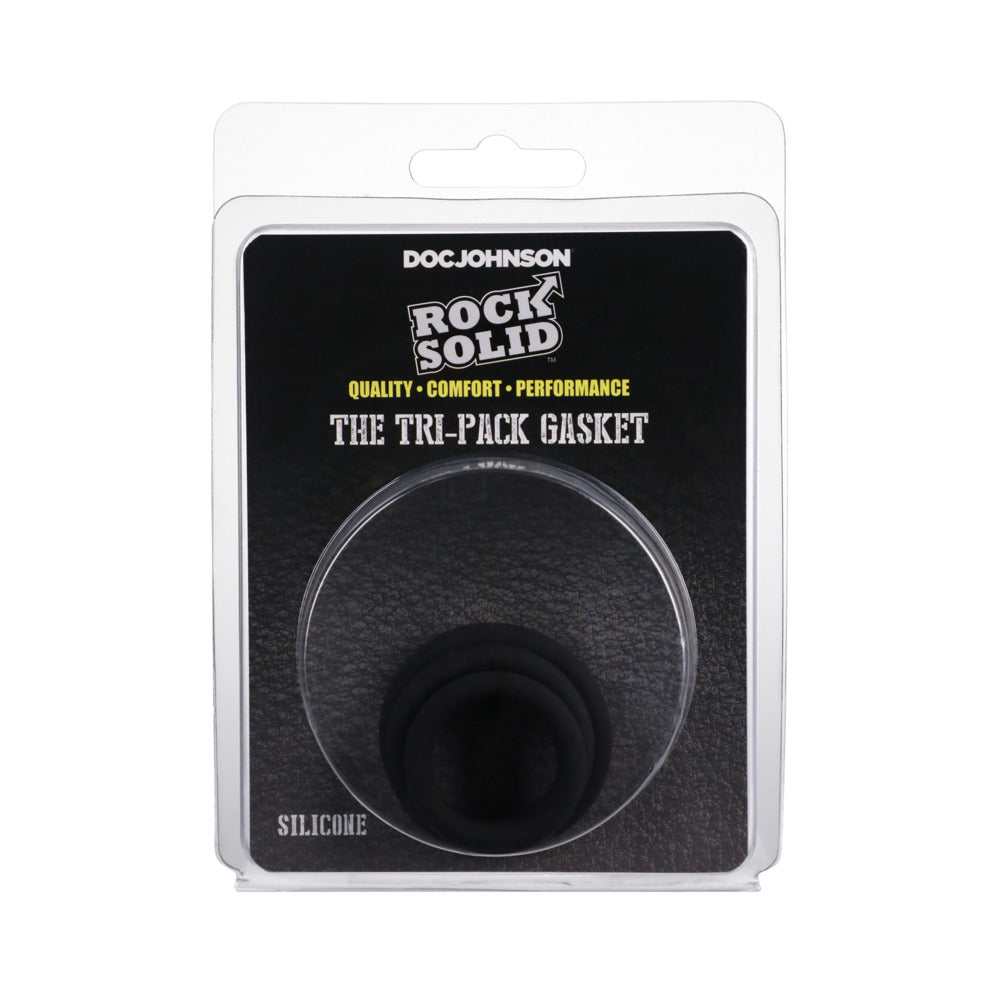 Rock Solid Black Gasket Silicone 3pc Set (.75in,1in,1.25in) - Fantasies Boutique