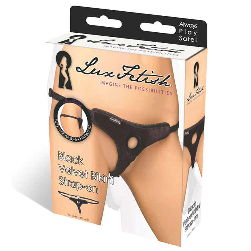 Lux Fetish Black Velvet Bikini Strap-On - Fantasies Boutique