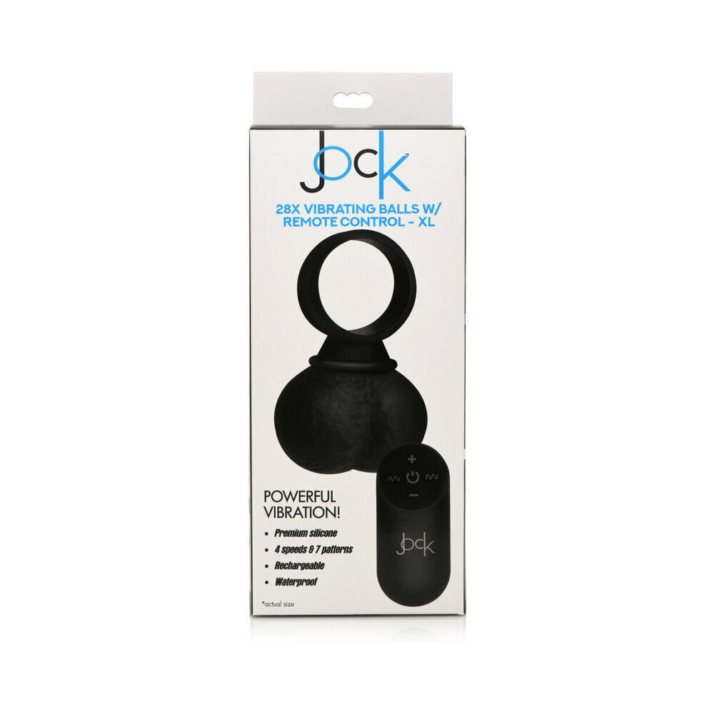 Jock 28X Vibrating Silicone Balls with Remote Control XL Black - Fantasies Boutique