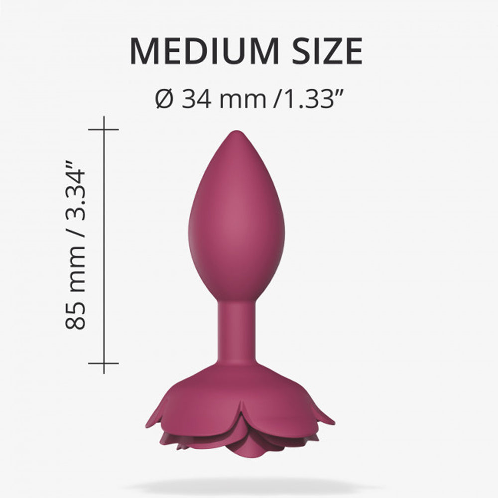 Love to Love Open Roses Silicone Anal Plug Plum Star M - Fantasies Boutique