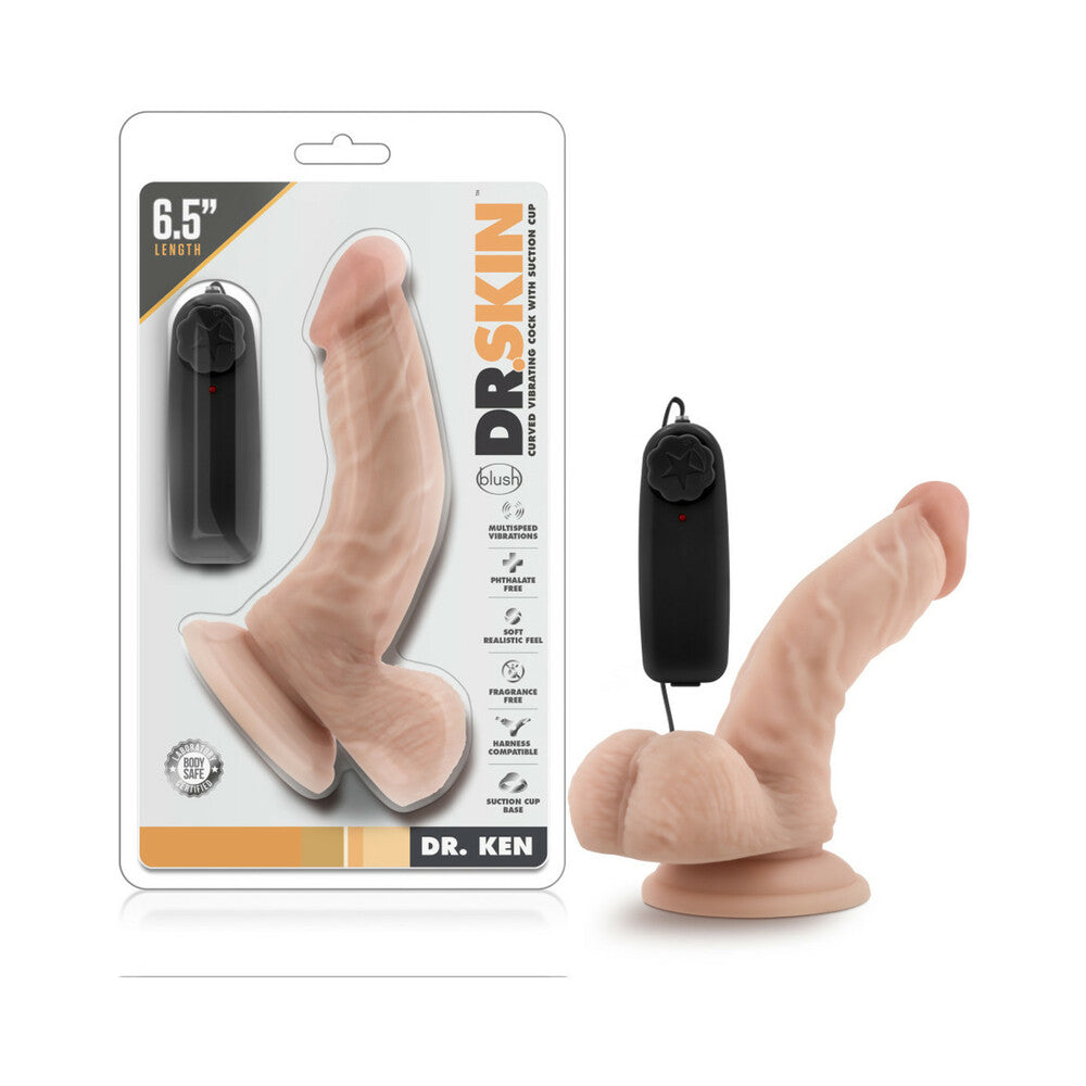 Dr. Skin Dr. Ken Realistic 6.5 in. Vibrating Dildo with Balls Beige - Fantasies Boutique