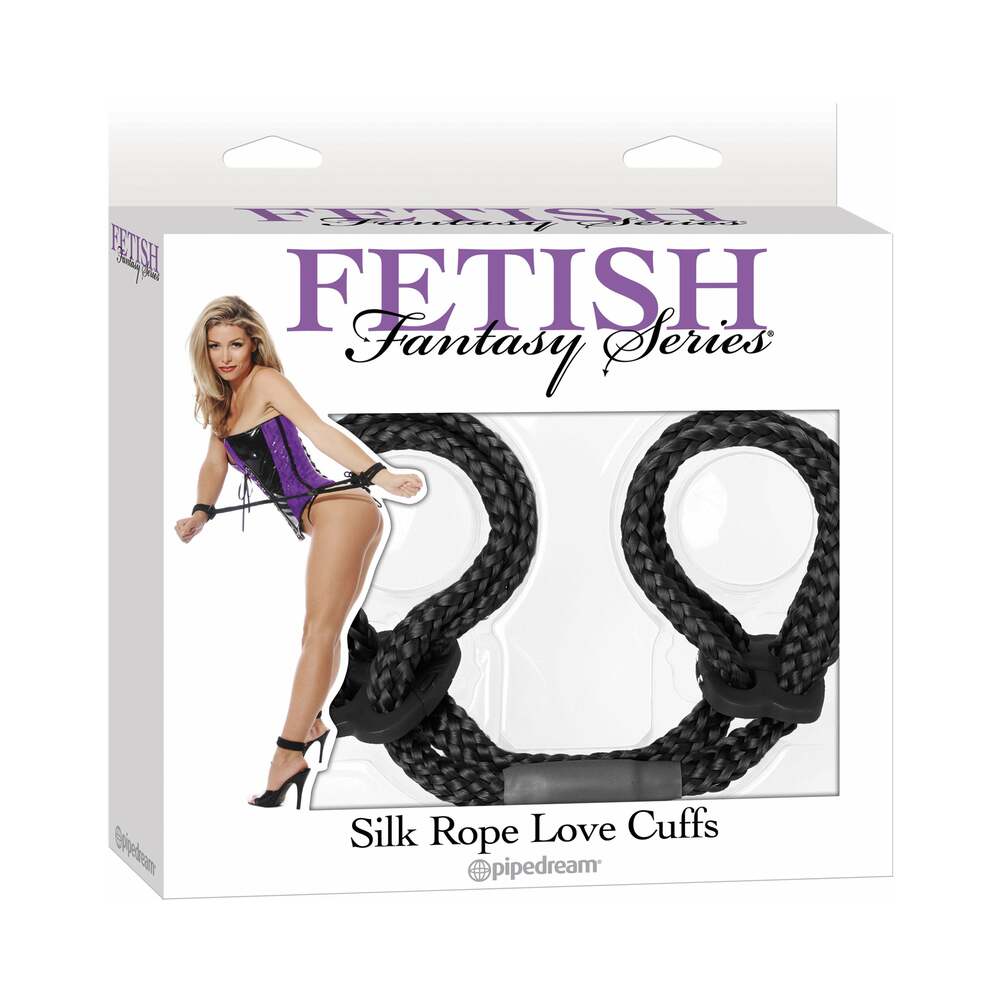 Fetish Fantasy Series Silk Rope Love Cuffs Black - Fantasies Boutique