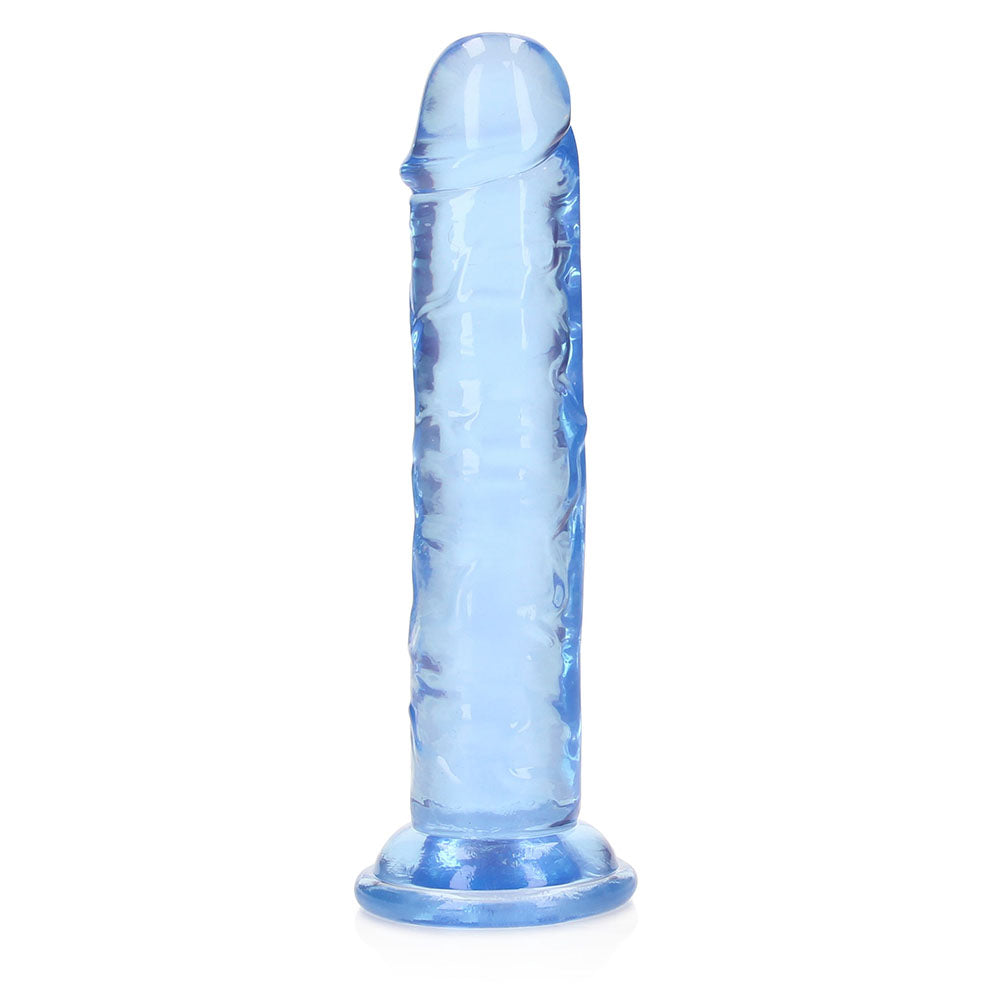 RealRock Crystal Clear Straight 6 in. Dildo Without Balls Blue - Fantasies Boutique