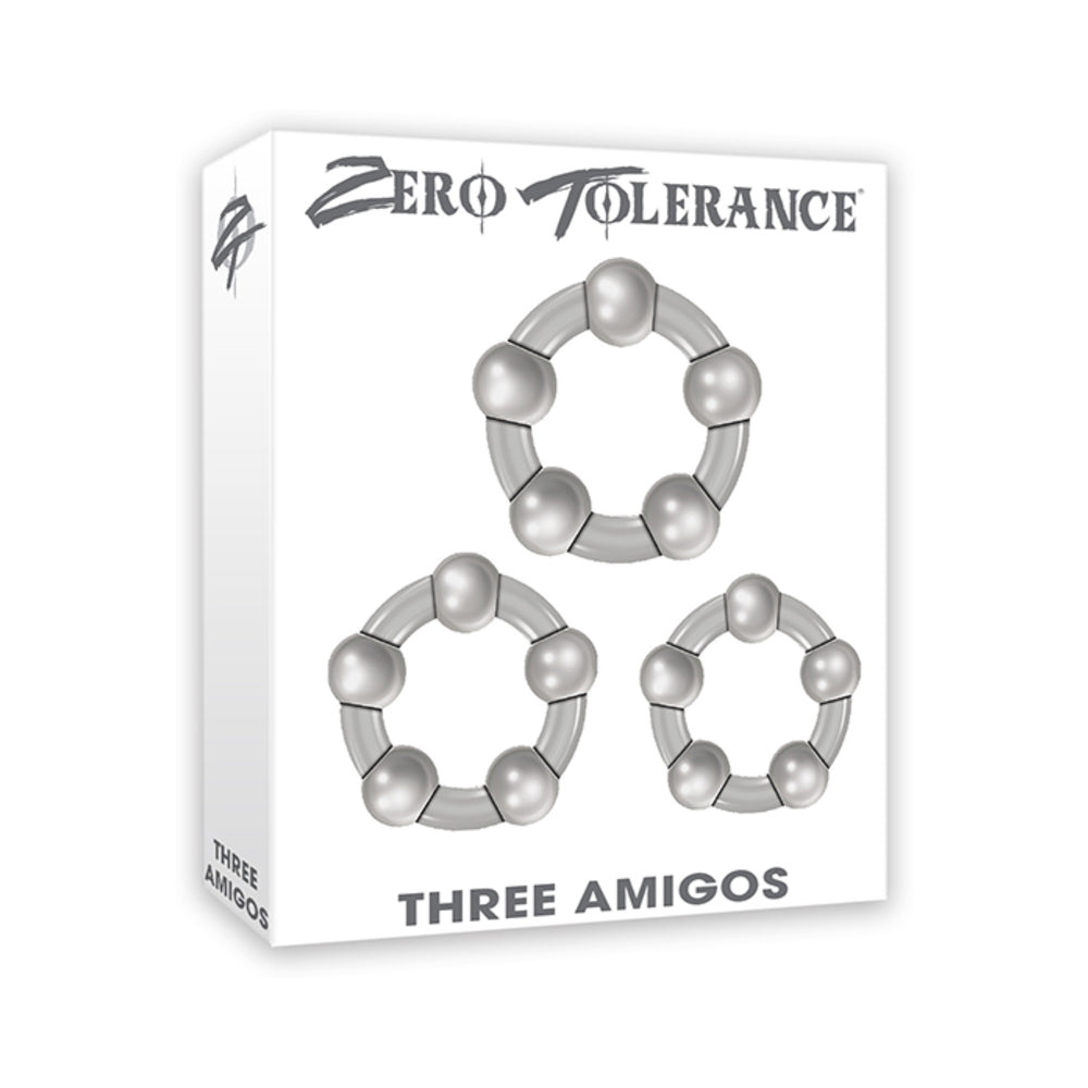 Zero Tolerance Three Amigos 3-Piece Cockring Set Clear - Fantasies Boutique