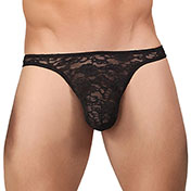 Male Power Stretch Lace Bong Thong Black S/M - Fantasies Boutique