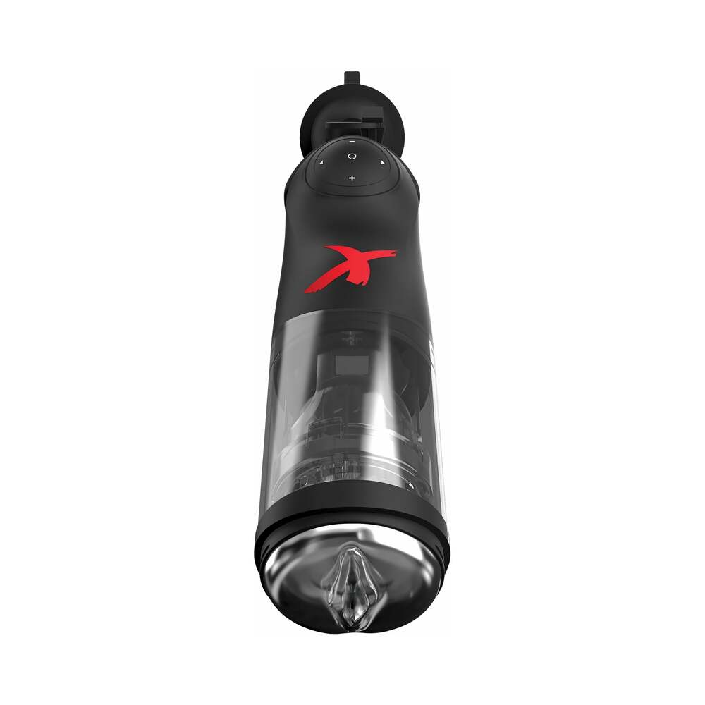 PDX Elite Deluxe Mega-Bator Rotating Thrusting Masturbator Clear/Black - Fantasies Boutique