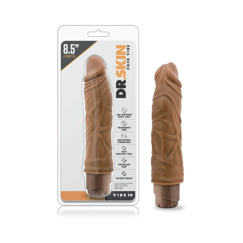 Dr. Skin Vibe 10 Realistic 8.5 in. Vibrating Dildo Tan - Fantasies Boutique