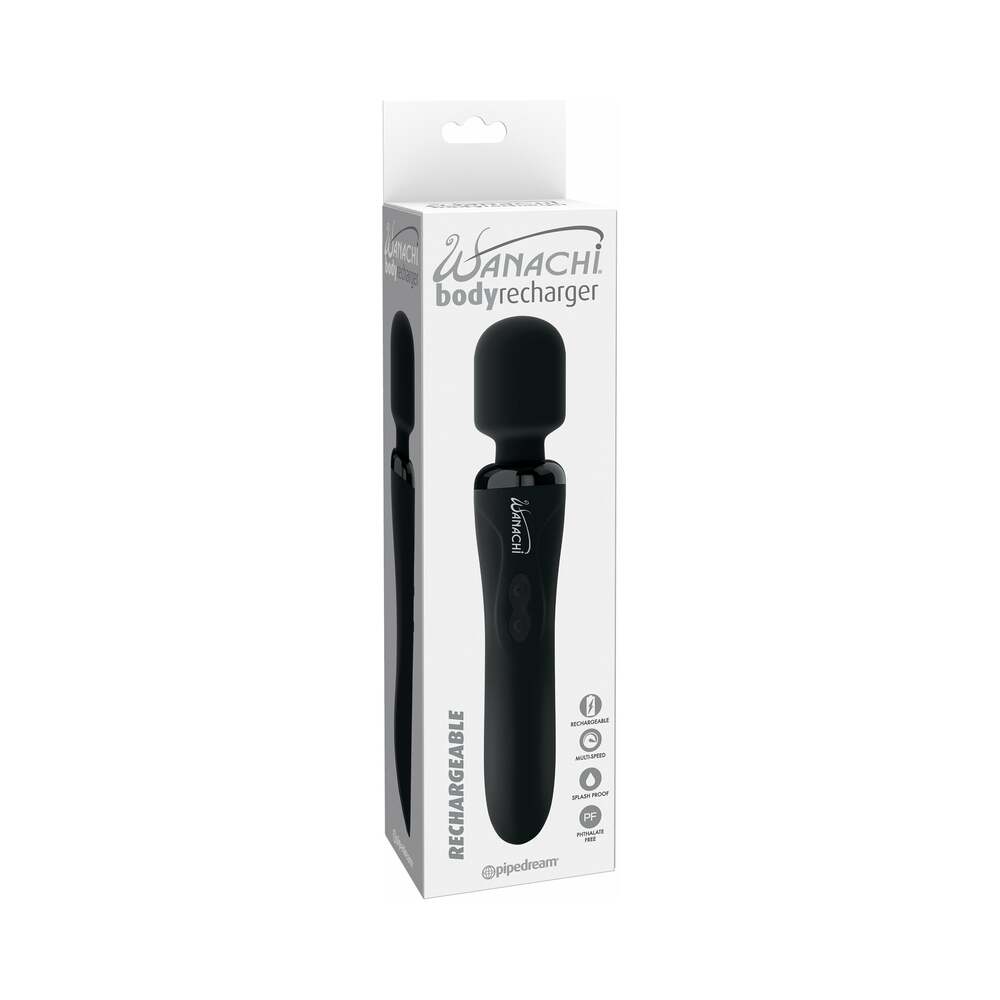Wanachi Body Recharger Rechargeable Silicone Wand Vibrator Black - Fantasies Boutique