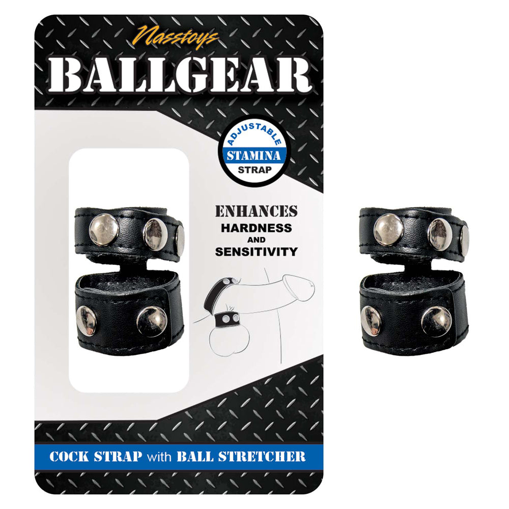 Ballgear Cock Strap With Ball Stretcher Black - Fantasies Boutique
