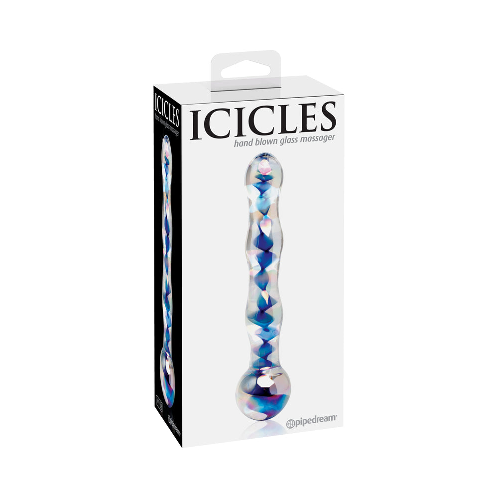 Icicles No. 8 Wavy 7 in. Glass Dildo Blue/Clear - Fantasies Boutique