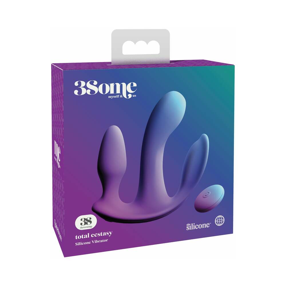 3Some Total Ecstasy Triple Stimulation Silicone Vibrator Purple - Fantasies Boutique