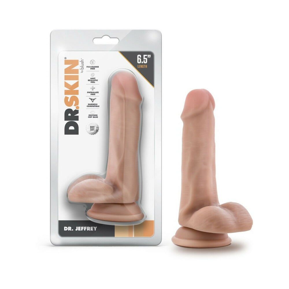 Dr. Skin Dr. Jeffrey 6.5 in. Dildo with Balls Beige - Fantasies Boutique