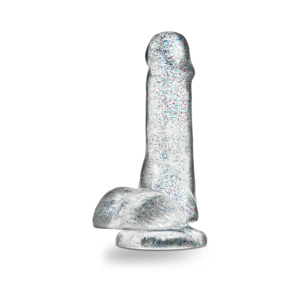 Naturally Yours 6 in. Glitter Cock Realistic Dildo with Balls Sparkling Clear - Fantasies Boutique