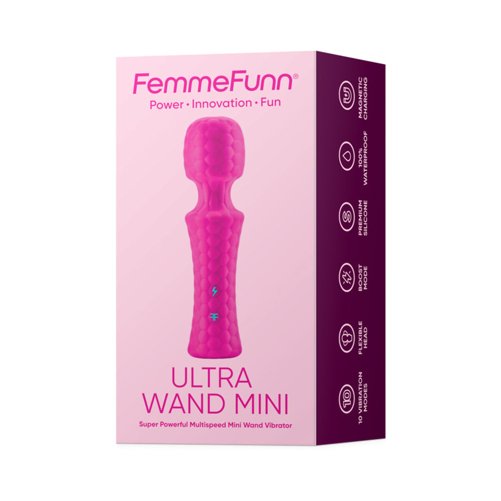 FemmeFunn Ultra Wand Mini Rechargeable Flexible Textured Silicone Vibrator Pink - Fantasies Boutique