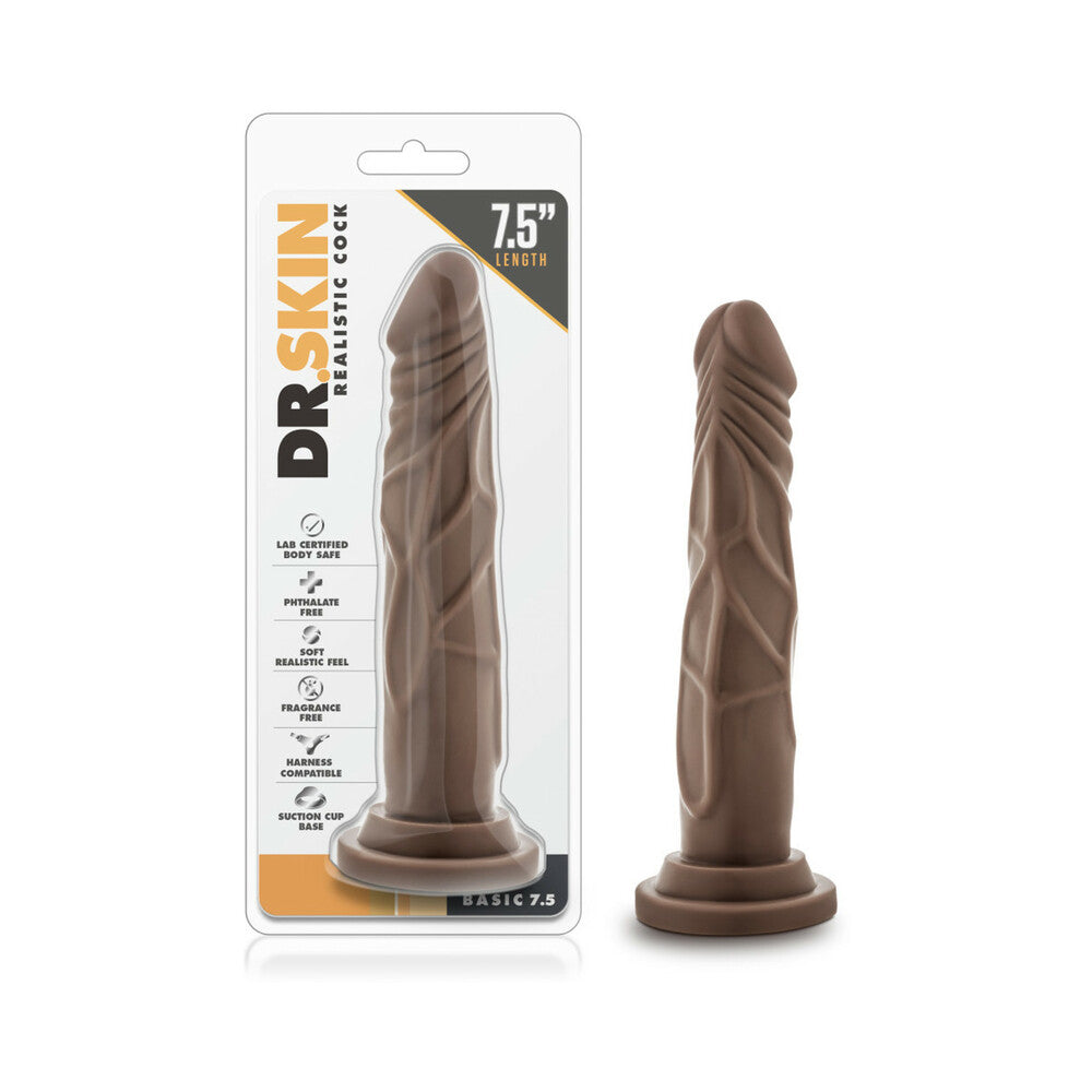 Dr. Skin Basic 7.5 Realistic 7.5 in. Dildo Brown - Fantasies Boutique