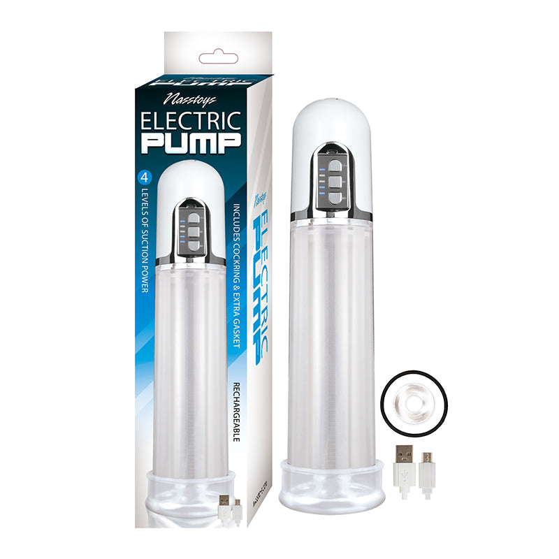 Rechargeable Clear Electric Pump With C ring and Extra Gasket - Fantasies Boutique