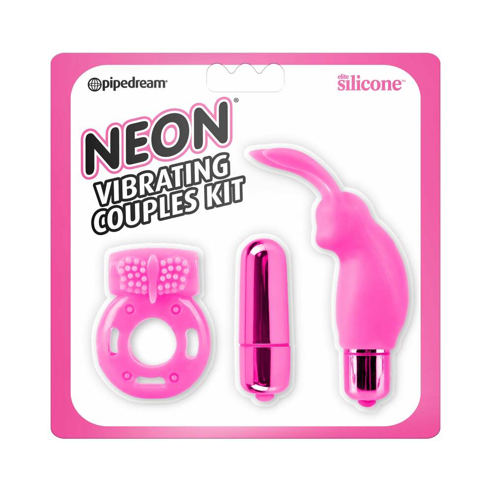 Neon 3-Piece Silicone Vibrating Couples Kit Pink - Fantasies Boutique