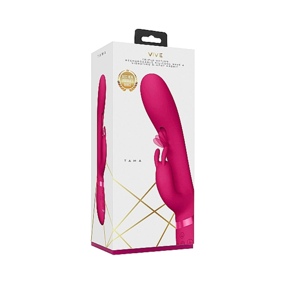VIVE TAMA Rechargeable Wave Silicone Rabbit Vibrator Pink - Fantasies Boutique
