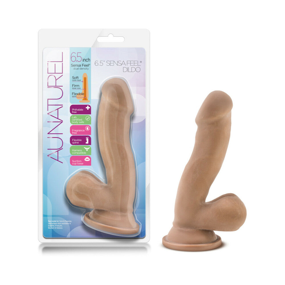 Au Naturel 6.5 in. Posable Dual Density Dildo with Balls Tan - Fantasies Boutique
