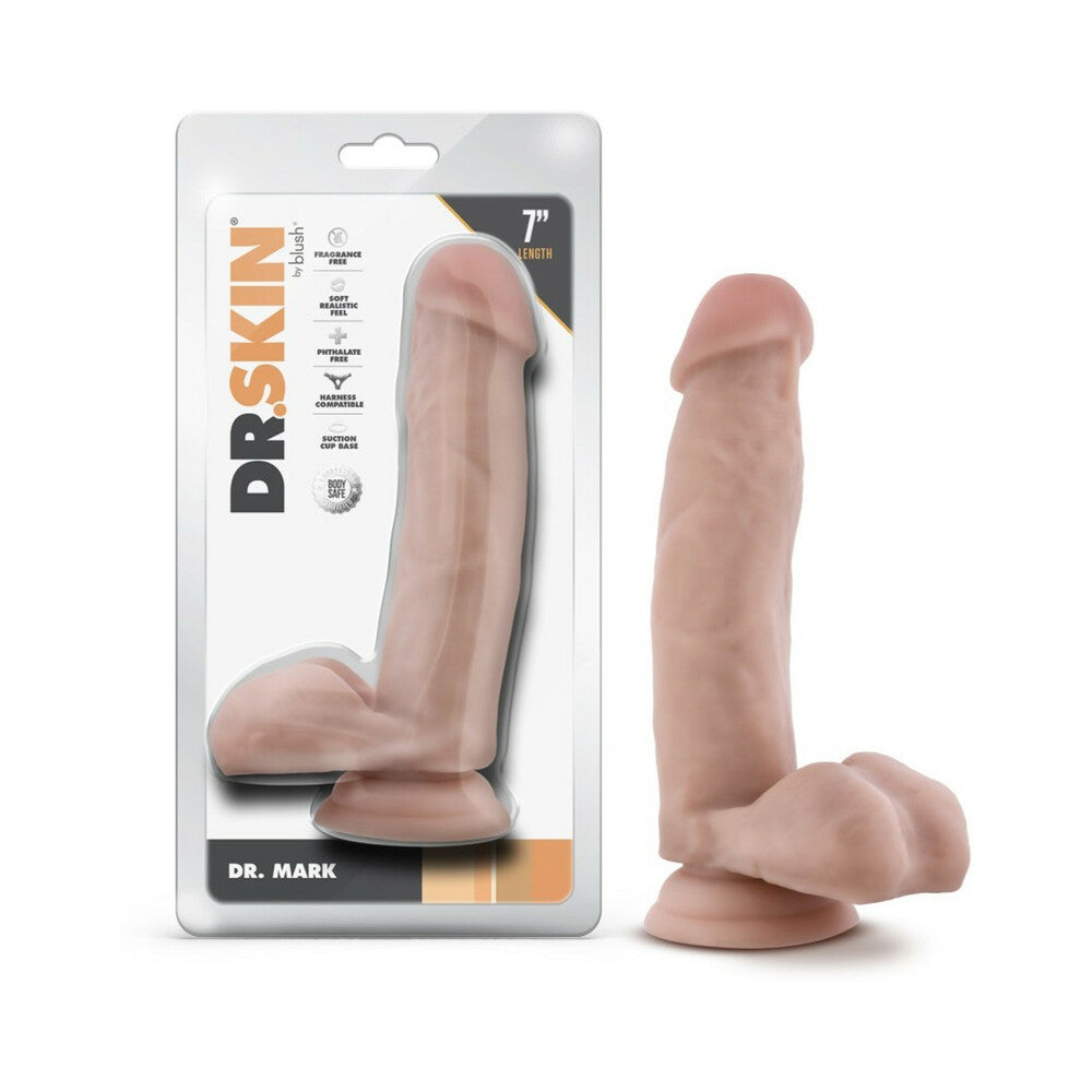 Dr. Skin Dr. Mark 7 in. Dildo with Balls Beige - Fantasies Boutique