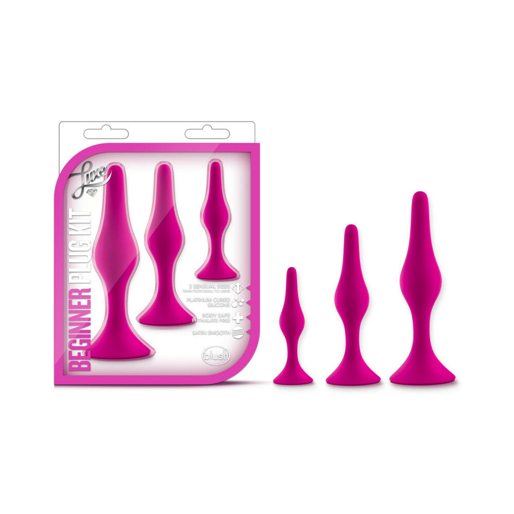 Blush Luxe 3-Piece Silicone Beginner Plug Kit Pink - Fantasies Boutique