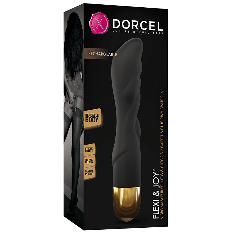 Dorcel Flexi & Joy Bendable Silicone G-Spot and Clitoris Vibrator Black/Gold - Fantasies Boutique