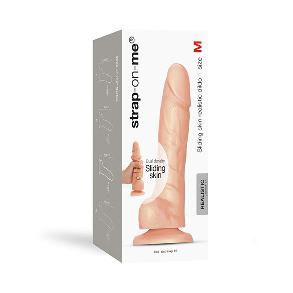 Strap-On-Me Realistic Collection Sliding Skin Dual-Density Silicone Dildo Vanilla M - Fantasies Boutique