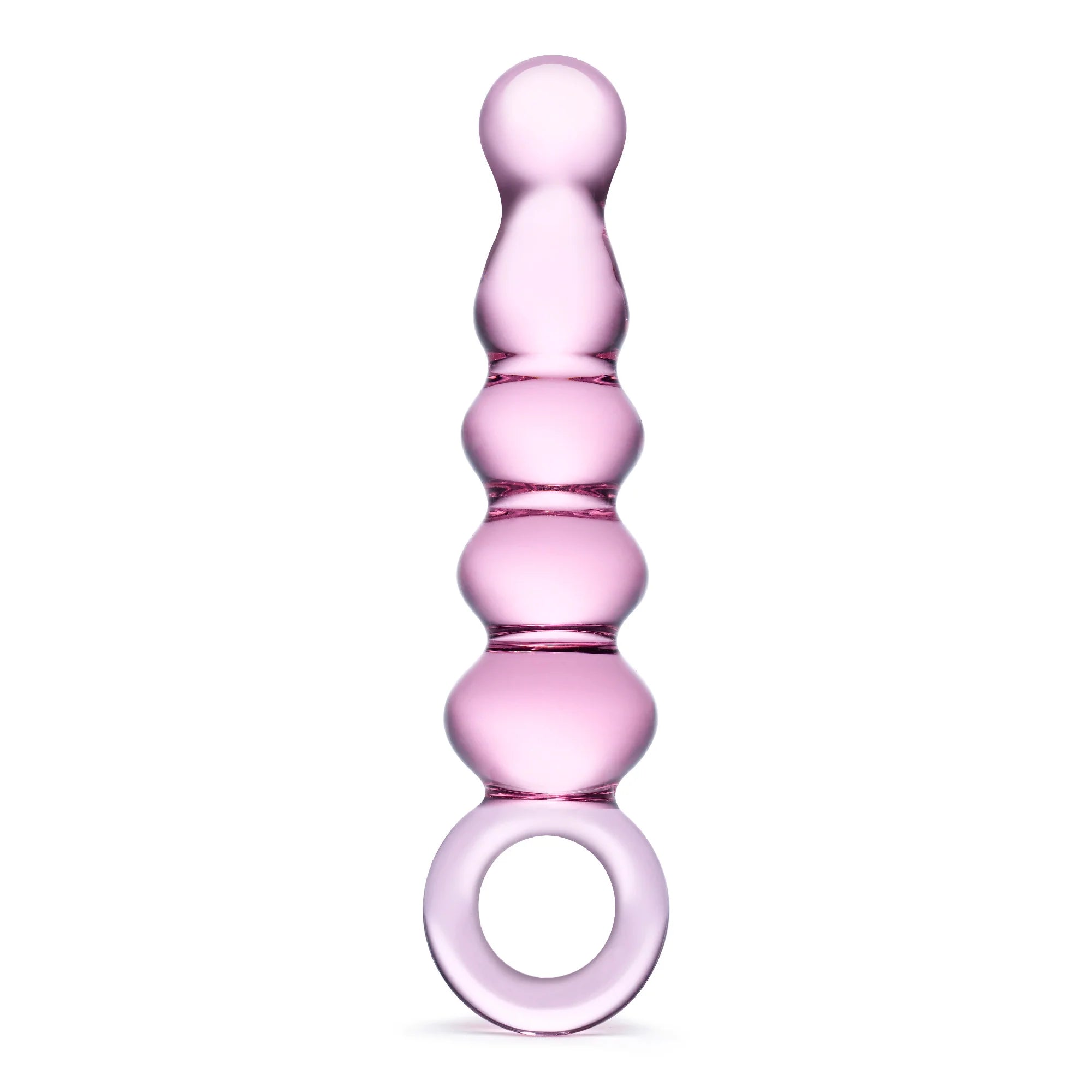 Glas 7.5 in. Quintessence Beaded Anal Slider Glass Dildo with Ring Handle - Fantasies Boutique