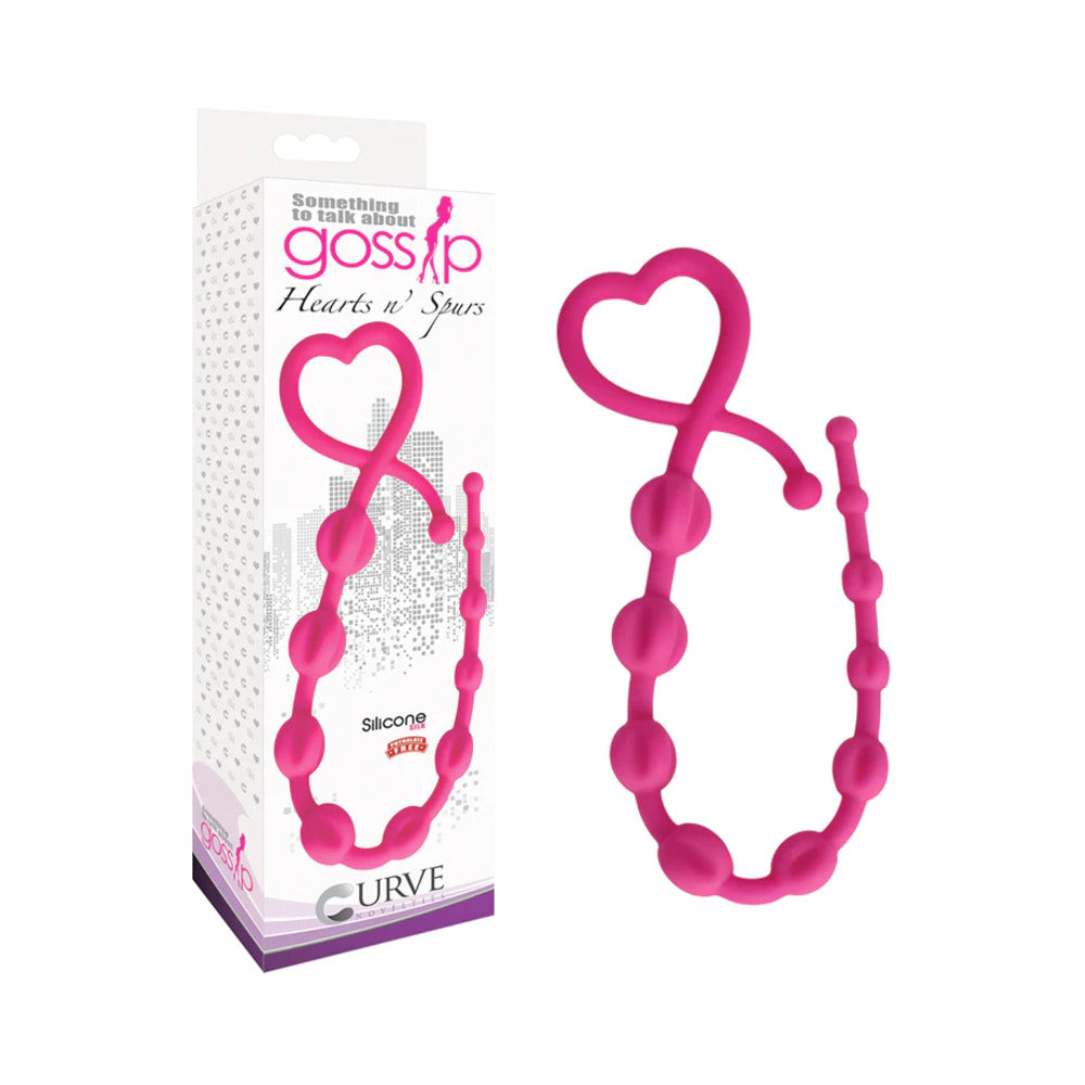 Curve Toys Gossip Hearts N Spurs Silicone Ridged Anal Beads Magenta - Fantasies Boutique