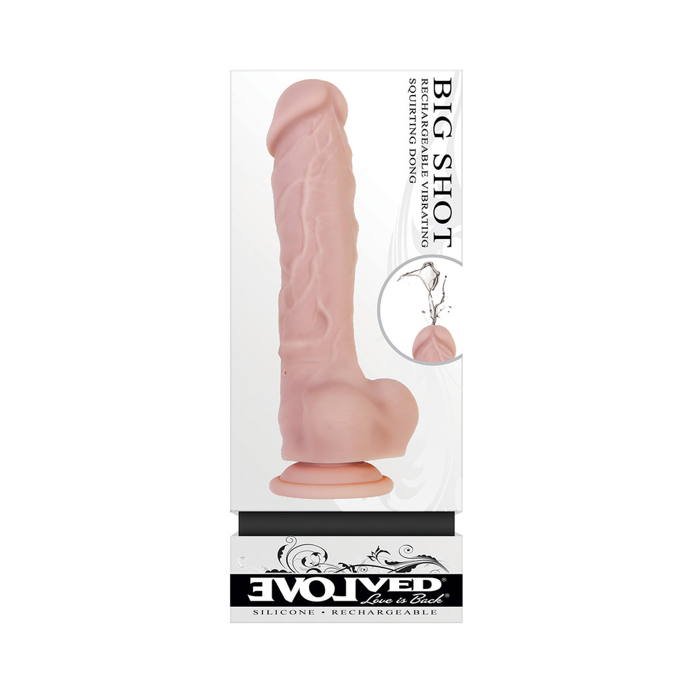 Evolved Big Shot Rechargeable Vibrating 8 in. Silicone Squirting Dildo Beige - Fantasies Boutique