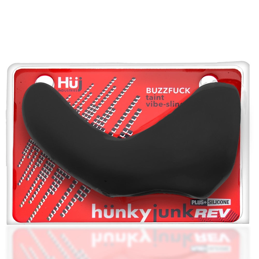 Hunkyjunk Buzzfuck Cock & Ball Sling with Taint Vibrator Tar Ice - Fantasies Boutique