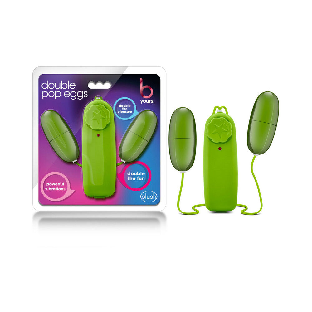 B Yours Double Pop Eggs Remote-Controlled Dual Bullet Vibrator Lime - Fantasies Boutique