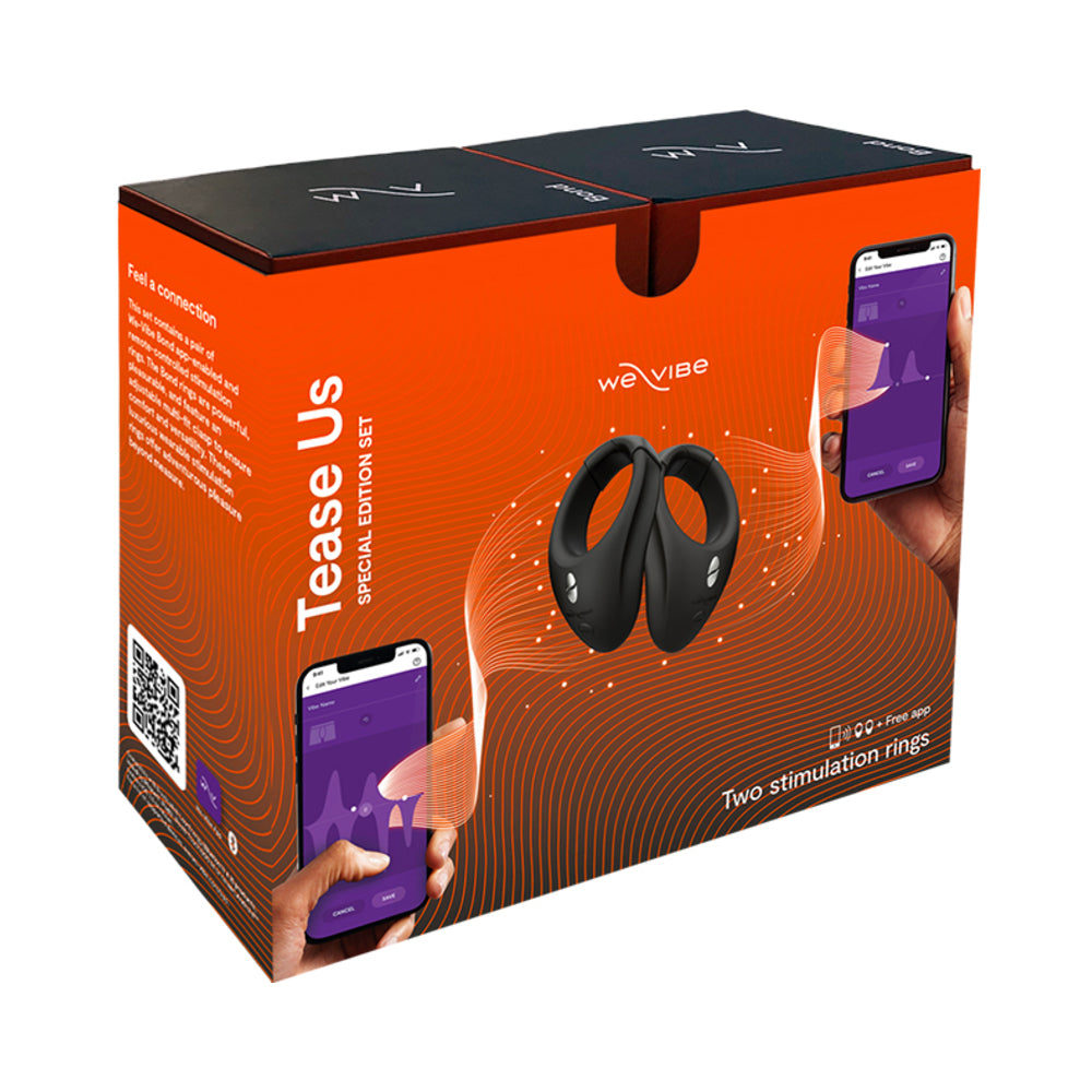 We-Vibe Tease Us Special Edition Wearable Stimulation Ring Set (Bond & Bond) Black - Fantasies Boutique
