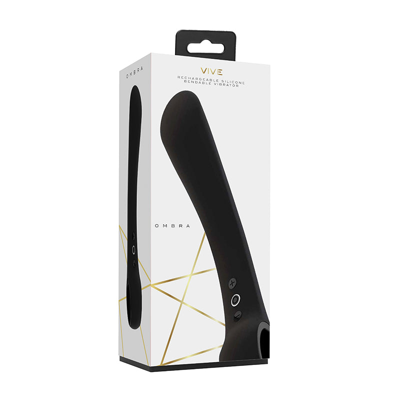 VIVE OMBRA Rechargeable Bendable Silicone Vibrator Black - Fantasies Boutique