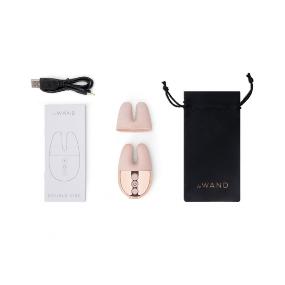 Le Wand Chrome Double Vibe Rechargeable Silicone Mini Vibrator Rose Gold - Fantasies Boutique