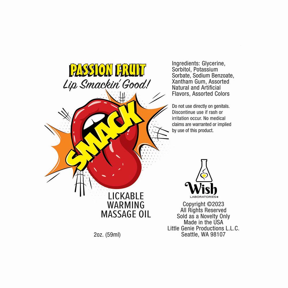 Smack Lickable Massage Oil Passion Fruit 2 oz. - Fantasies Boutique