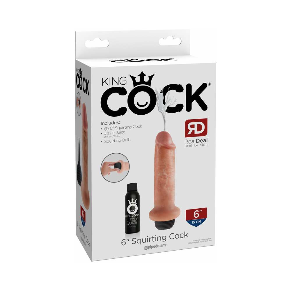 King Cock 6 in. Squirting Cock Realistic Dildo Beige - Fantasies Boutique