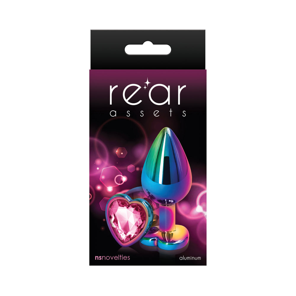 Rear Assets Metal Heart Plug Medium Multicolor/Pink - Fantasies Boutique