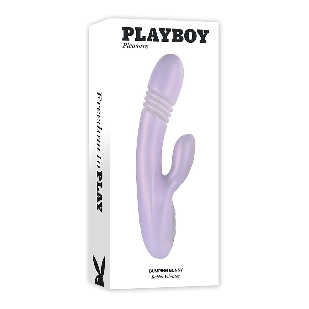 Playboy Bumping Bunny Rechargeable Thrusting Warming Silicone Dual Stimulation Vibrator Opal - Fantasies Boutique