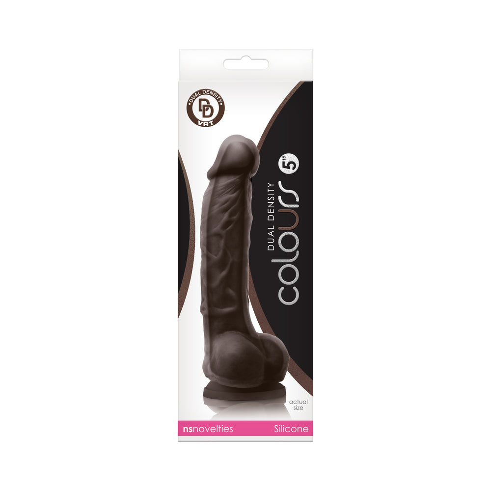 Colours Dual Density 5 in. Dildo Dark Brown - Fantasies Boutique