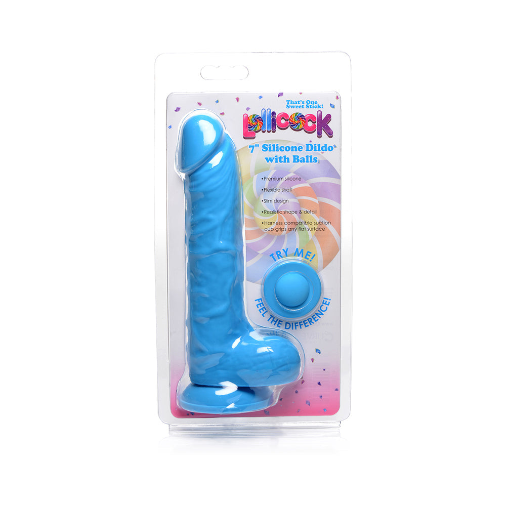 Lollicock 7in Sili Dildo w/Balls Berry