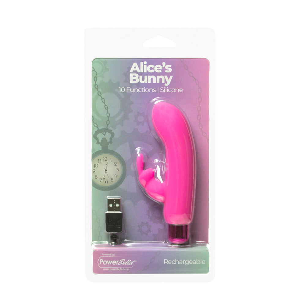 Powerbullet Alice's Bunny Rechargeable Bullet Vibrator with Silicone Rabbit Sleeve Pink - Fantasies Boutique