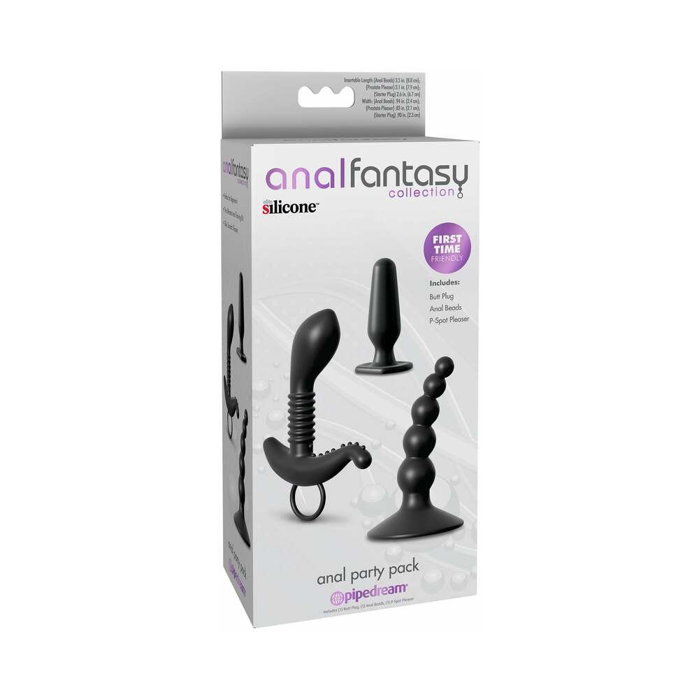 Pipedream Anal Fantasy Collection 3-Piece Silicone Anal Party Pack Black - Fantasies Boutique